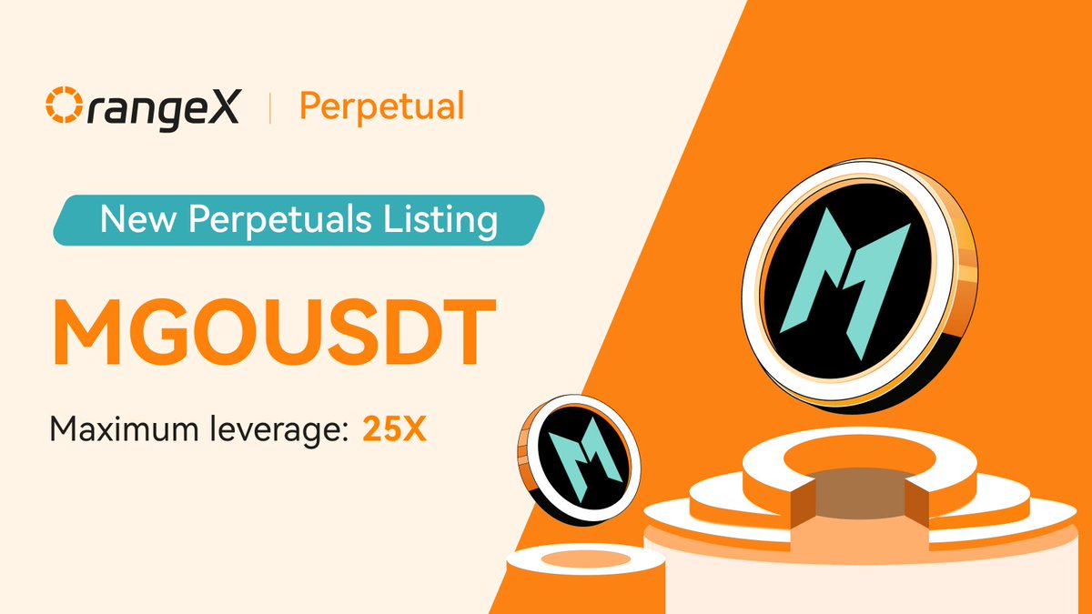 OrangeXExchange's tweet image. 🍊 #OrangeX happy to announce that we will list Mango Network(MGO)@MangoOS_Network  25X perpetual contract
✅MGOUSDT
🕙Trading: 2025-06-24, 17:10 (UTC)
✅Maximum leverage: 25X
🔍 Click here to trade: orangex.com/perpetual/MGO-…
#MGO