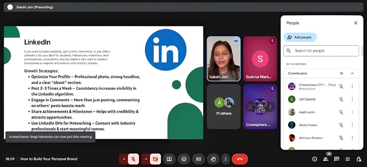 ICP Hub India - Crewsphere (@icphub_in) on Twitter photo Thank you so much, Sakshi(<a href="/thecontentedge/">Sakshi Jain • LinkedIn Strategist</a>), for such an amazing workshop.
The session turned out to be so valuable, fun, and insightful — thanks to your openness in sharing and also to the wonderful audience who joined with so much energy and curiosity.
We pulled together and Thank you so much, Sakshi(<a href="/thecontentedge/">Sakshi Jain • LinkedIn Strategist</a>), for such an amazing workshop.
The session turned out to be so valuable, fun, and insightful — thanks to your openness in sharing and also to the wonderful audience who joined with so much energy and curiosity.
We pulled together and