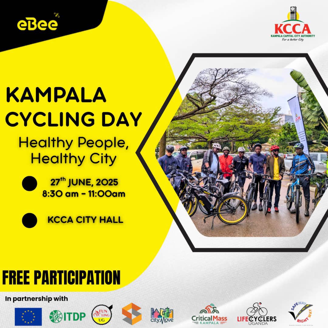 CityMove Kampala (@city_movekla) on Twitter photo We invite you to this edition of the #KampalaCyclingDay taking place this Friday on 27th June, 2025.
We set off at 8:30 am from City Hall at KCCA .
See you there ๐ฅณ
<a href="/EUinUG/">EU in Uganda</a> <a href="/KCCAUG/">Kampala Capital City Authority (KCCA)</a> <a href="/swrwug/">Safe Way Right Way Uganda</a> <a href="/FunCyclingUg/">Fun Cycling UG</a> <a href="/CriticalMassKla/">Critical Mass Kampala #COP28</a> <a href="/eBee_Uganda/">eBee.uganda</a> We invite you to this edition of the #KampalaCyclingDay taking place this Friday on 27th June, 2025.
We set off at 8:30 am from City Hall at KCCA .
See you there ๐ฅณ
<a href="/EUinUG/">EU in Uganda</a> <a href="/KCCAUG/">Kampala Capital City Authority (KCCA)</a> <a href="/swrwug/">Safe Way Right Way Uganda</a> <a href="/FunCyclingUg/">Fun Cycling UG</a> <a href="/CriticalMassKla/">Critical Mass Kampala #COP28</a> <a href="/eBee_Uganda/">eBee.uganda</a>