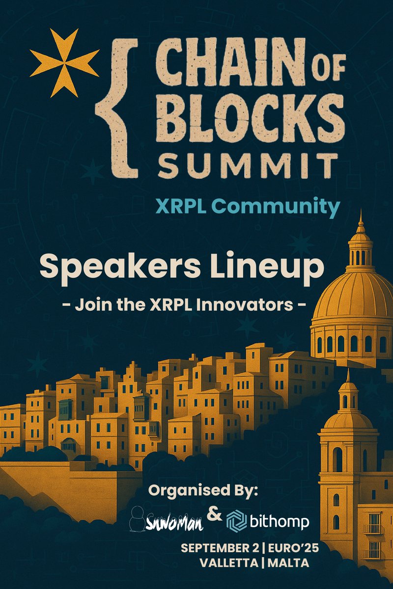 🚨 The #ChainOfBlocksSummit stage is filling up!
Got bold ideas, real insights, or a killer use case? 🧠
Now’s your chance to join the speaker lineup and make your mark.

🔗 Apply now — final spots are going fast!
forms.gle/WNdHJcNfBWQvyB…

#XRPL #Web3 #CallForSpeakers