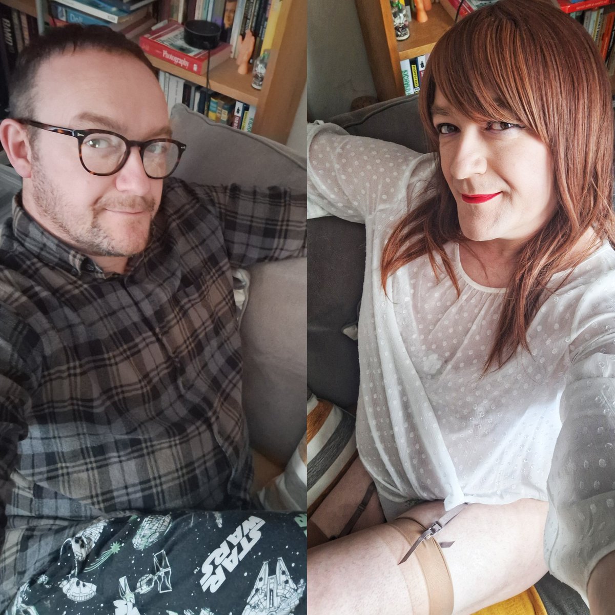 Same position on the couch - different vibe! ❤️😉❤️