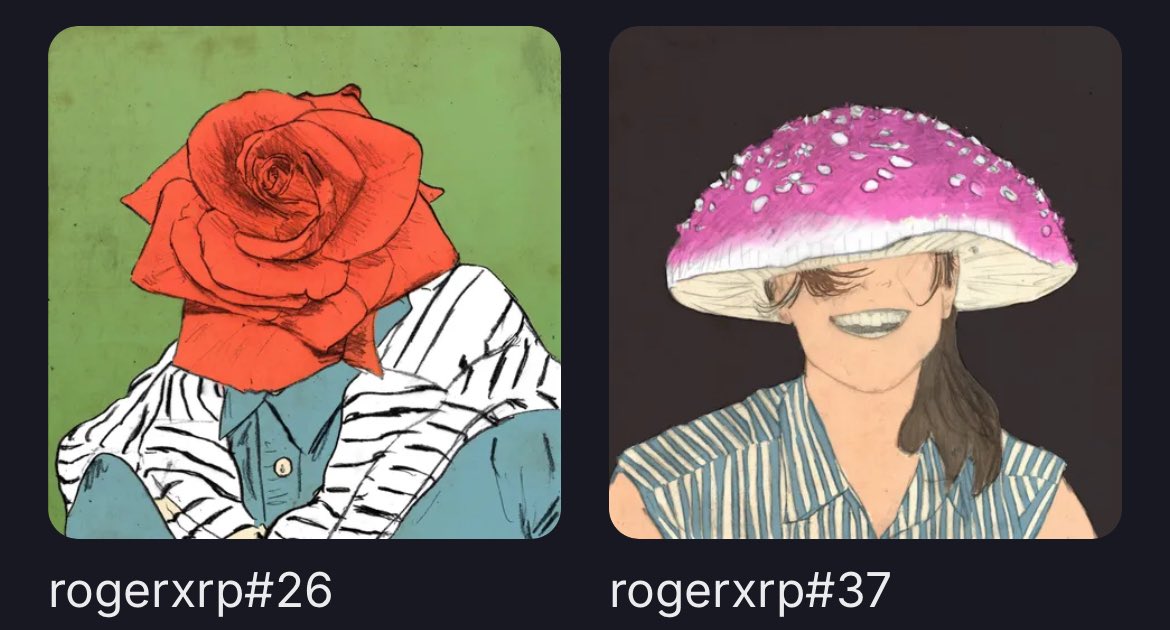 Can’t seem to stop accumulating <a href="/rogerin_art/">rogerin</a>. 😁

Thanks to <a href="/_justGunn/">🚜iGoByGunn</a> for gifting “the book” and rogersxrp#26 because I was silly enough to try the COPE number (it’s a medical supply company apparently? I guess that’s fitting, lol).

Aaaand then I saw the new piece “rage against