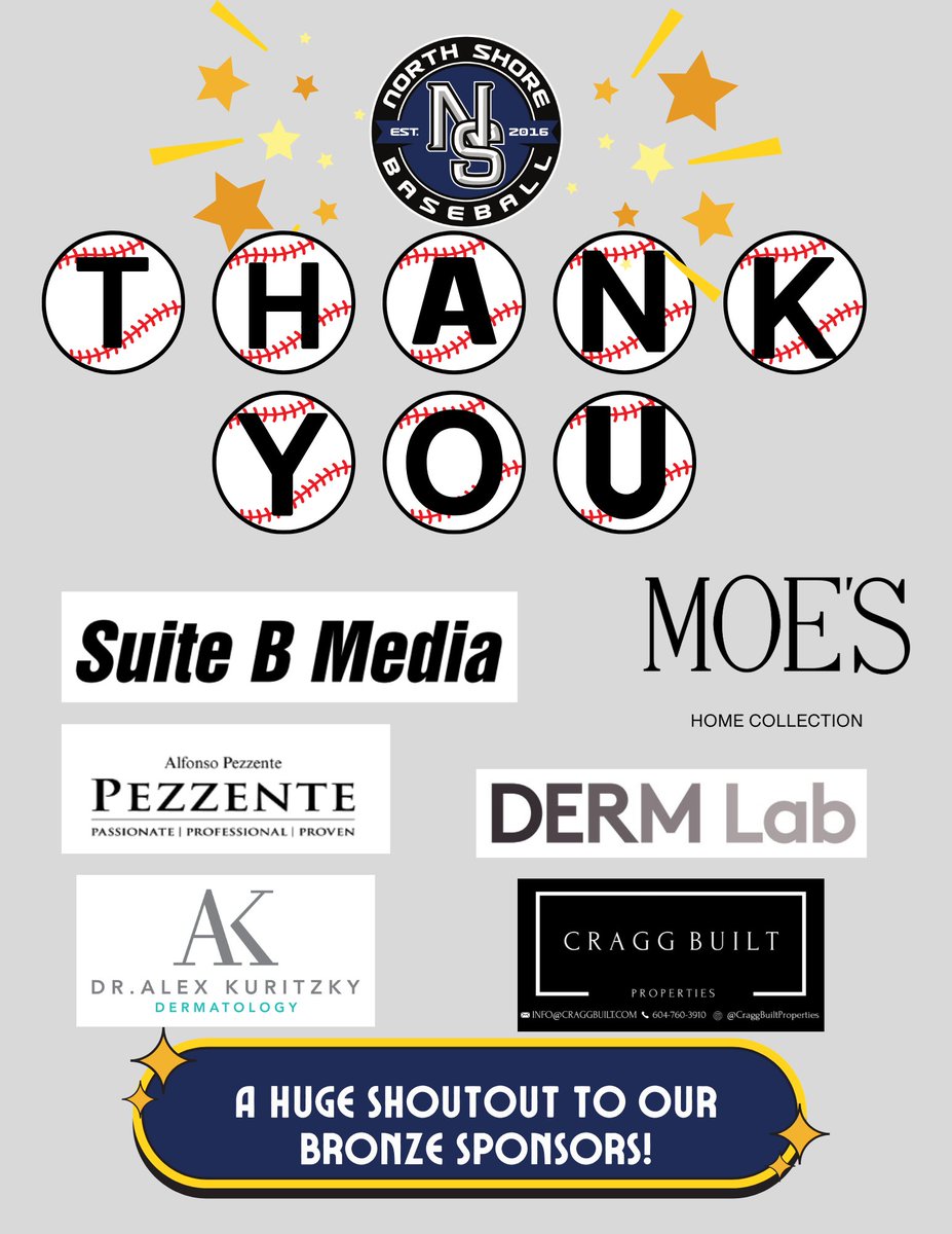 North Shore Baseball (@northshoreball) on Twitter photo Thank you to the bronze sponsors of <a href="/northshoreball/">North Shore Baseball</a>
Your support of the NSBA community is very much appreciated! Thank you to the bronze sponsors of <a href="/northshoreball/">North Shore Baseball</a>
Your support of the NSBA community is very much appreciated!