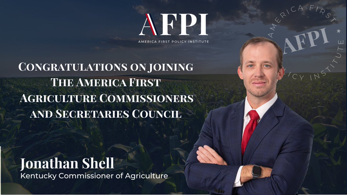 Garrard County GOP (@garrardgop) on Twitter photo Congratulations to Kentucky Ag Commissioner <a href="/JShellKY/">Jonathan Shell</a> on joining the <a href="/A1Policy/">America First Policy Institute</a> AMERICA FIRST AG COUNCIL.
He’ll be working with ag leaders across 🇺🇸to protect rural communities, secure our food supply, & keep American ag strong. Congratulations to Kentucky Ag Commissioner <a href="/JShellKY/">Jonathan Shell</a> on joining the <a href="/A1Policy/">America First Policy Institute</a> AMERICA FIRST AG COUNCIL.
He’ll be working with ag leaders across 🇺🇸to protect rural communities, secure our food supply, & keep American ag strong.