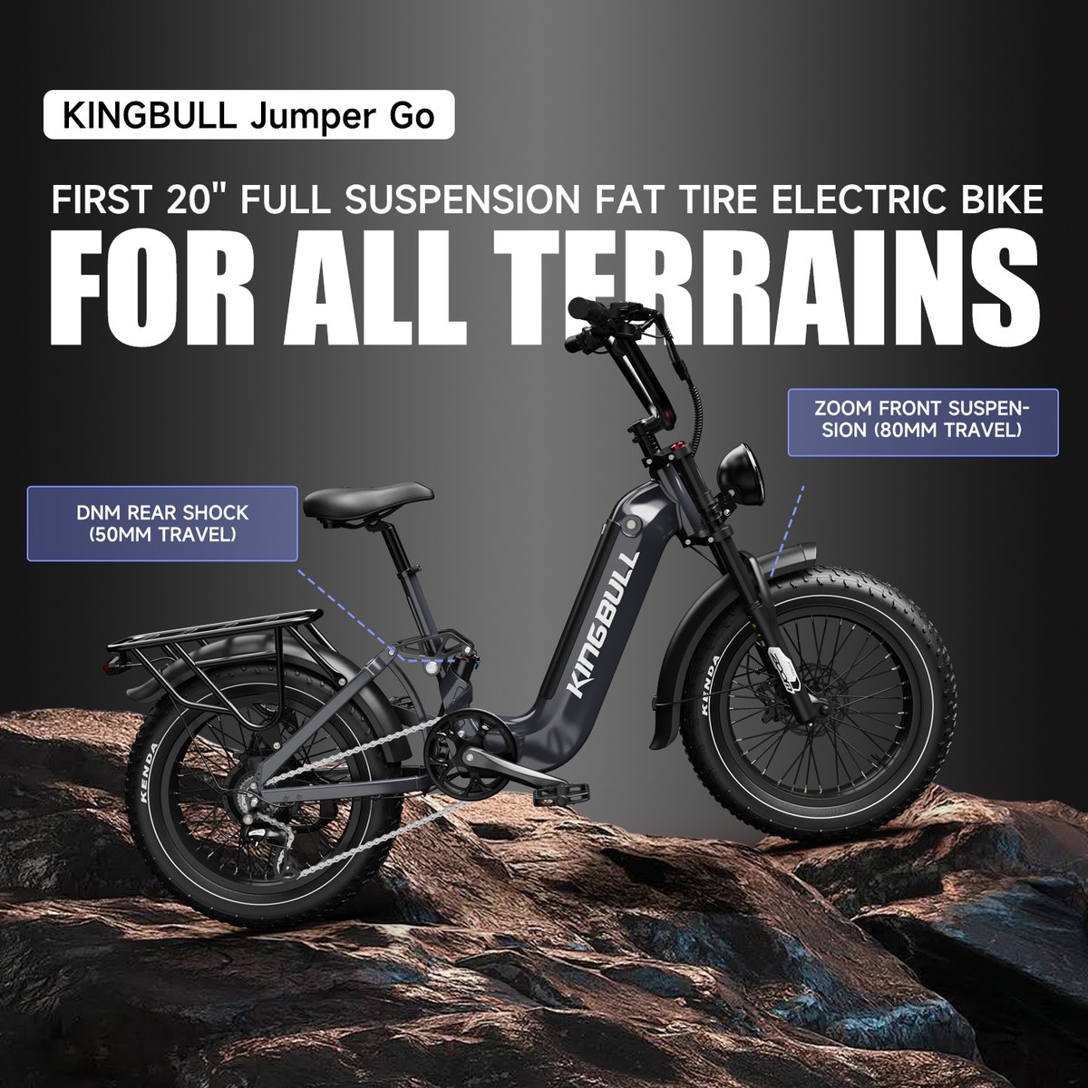 kingbullbike's tweet photo. How does this 20 inch full suspension
electric bike makes your ride more comfortable and
safe?
With ZOOM front fork and DNM rear shock, less
bumping, more safety!
Ride safely with this beast: https://t.co/fYxa7t01nY
#Kingbullbike #jumpergo #ebikelife #ebikelove #fattire
#facethewind