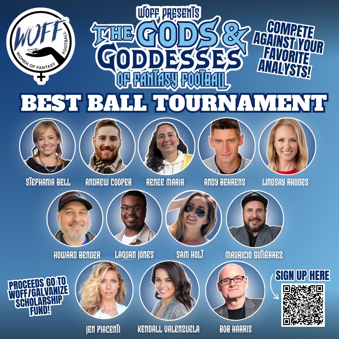 Have you signed up for The Gods &amp; Goddesses Fantasy Football tournament yet??

Come and play against some of your favorite analysts, all for a good cause! #WOFF

Sign up here ➡️ bit.ly/3ZxAkQ2