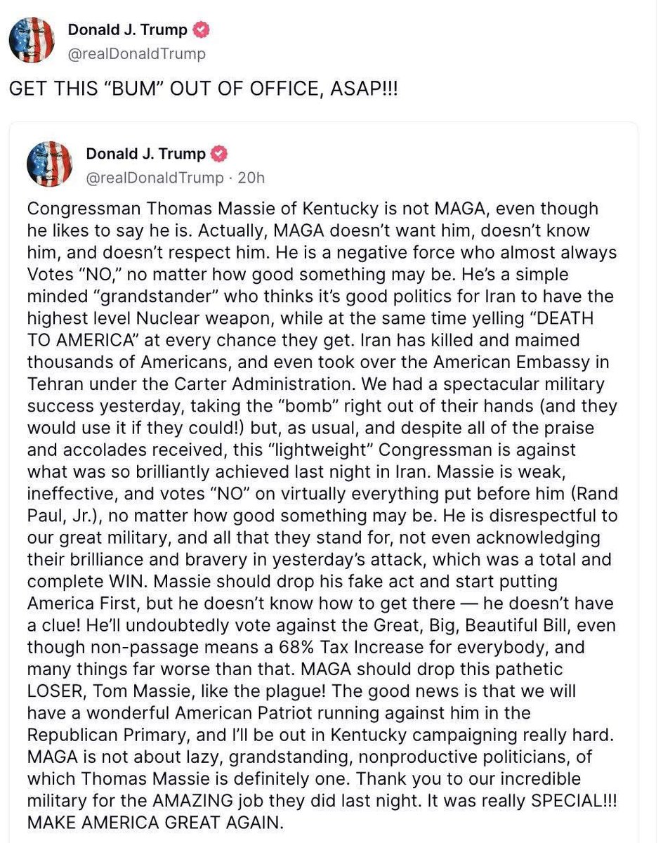 AndrewM75110327's tweet photo. Somebody from the same party done made him mad 😂 his whole post screams nothing but retaliation 

Somebody come get y’all grumpy paw paw

#DonaldTrump  #politics  #trend  #IranIsraelConflict #Trump #ceasefire #war https://t.co/LrQ5t2nr5O