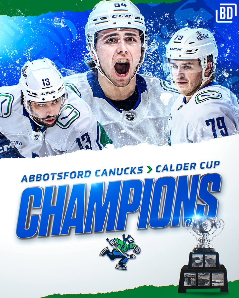BarDown's tweet photo. THE ABBOTSFORD CANUCKS ARE 2025 CALDER CUP CHAMPIONS 🏆 https://t.co/01nPgtvj6f