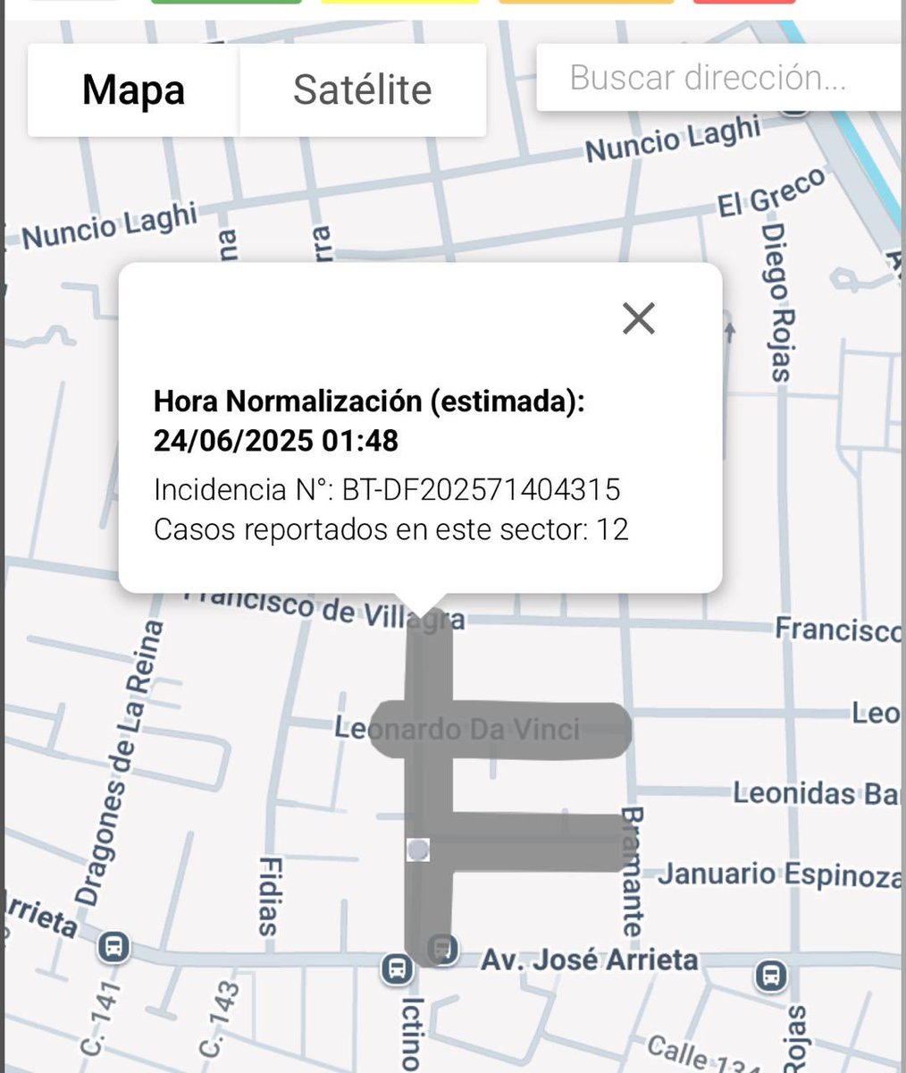 🔴ÚLTIMO MINUTO
Corte eléctrico en el sector de Av. José Arrieta, Francisco de Villagra y Leonardo Da Vinci.