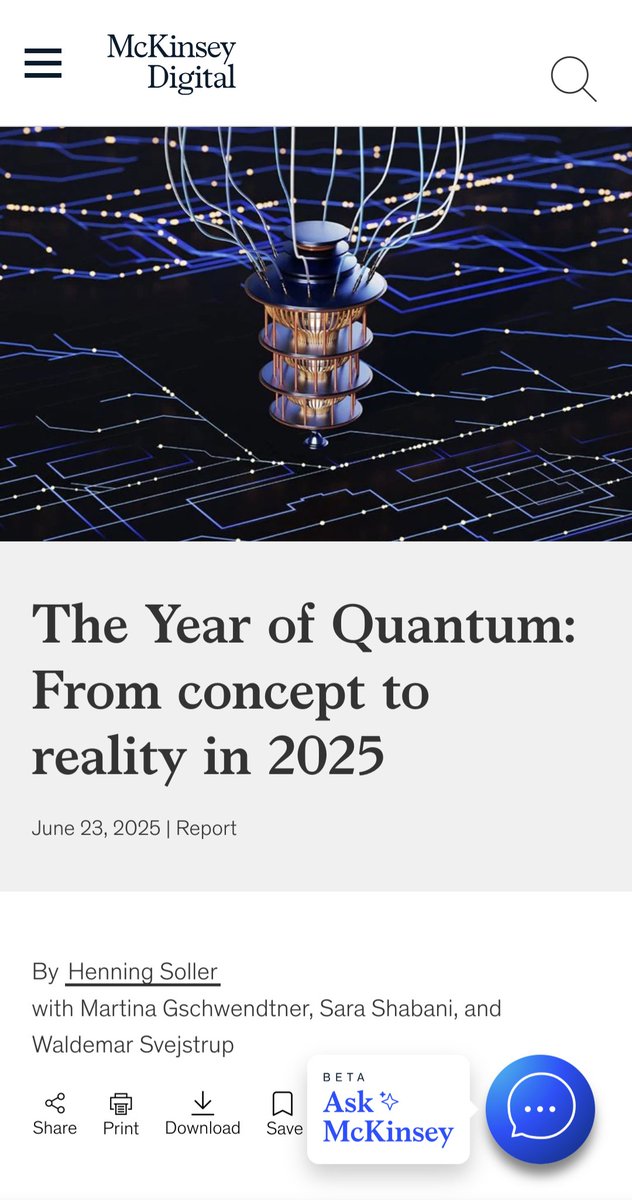 Tom Wong (@thomasgwong) on Twitter photo .<a href="/McKinsey/">McKinsey & Company</a>'s annual quantum technologies market report was released today. While the error bars are likely large, and the inclusion of post-quantum cryptography skews numbers and statements, there may be interesting trends and tidbits. mckinsey.com/capabilities/m… .<a href="/McKinsey/">McKinsey & Company</a>'s annual quantum technologies market report was released today. While the error bars are likely large, and the inclusion of post-quantum cryptography skews numbers and statements, there may be interesting trends and tidbits. mckinsey.com/capabilities/m…