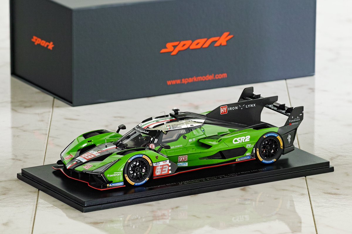 MODEL_INFO01's tweet photo. やっぱりSC63はカッコいいです。WECに復帰して欲しい😂Lamborghini, come back to WEC!

Spark 1/18 Lamborghini SC63 No.63 LAMBORGHINI IRON LYNX 10th Le Mans 24H 2024 M.Bortolotti、D.Kvyat、E.Mortara

#lemans24h  #WEC #Lamborghini #SC63 https://t.co/VRAI9cmMr2