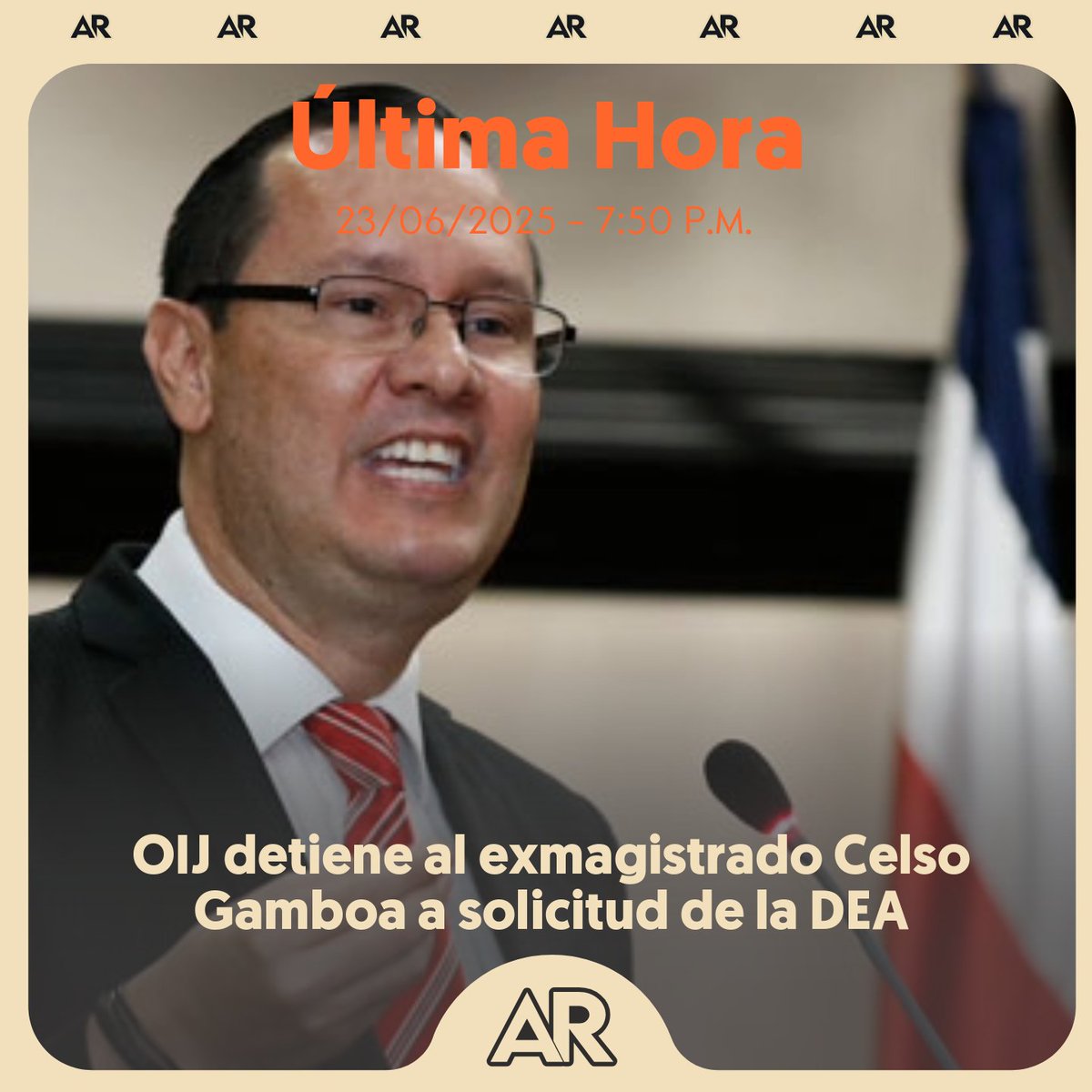 #ÚltimaHora OIJ detiene al exmagistrado Celso Gamboa a solicitud de la DEA, para ser extraditado a Dallas, Texas, donde enfrentará cargos presuntivos por tráfico internacional de drogas, informó el director del OIJ, Randall Zúñiga ameliarueda.com/ultimas-notici…