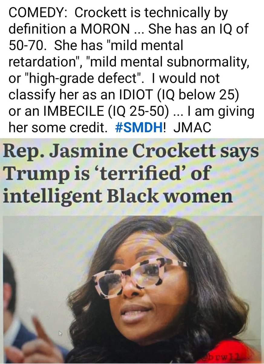 JMACTICKETS's tweet image. Jasmine Crockett @JasmineForUS is a MORON!  JMAC