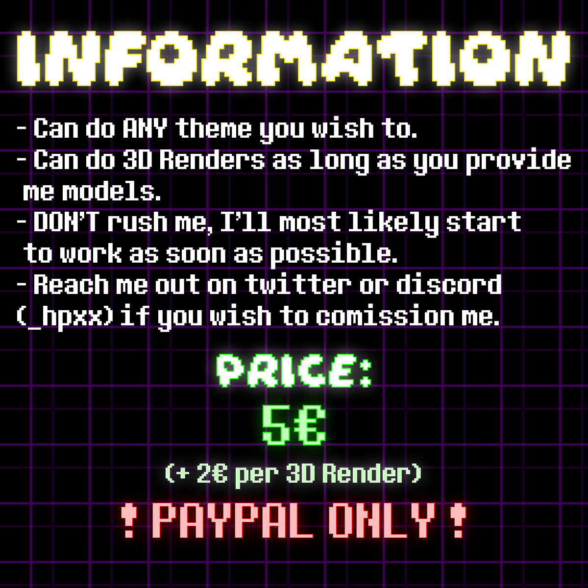 Hey everybody it's been a while since I posted something but heyy Thumbnail Comissions! (Doesn't necessarily need to be FNaF or 3D unless you wish to!)
🔁RT'S ARE APPRECIATED! ♥️