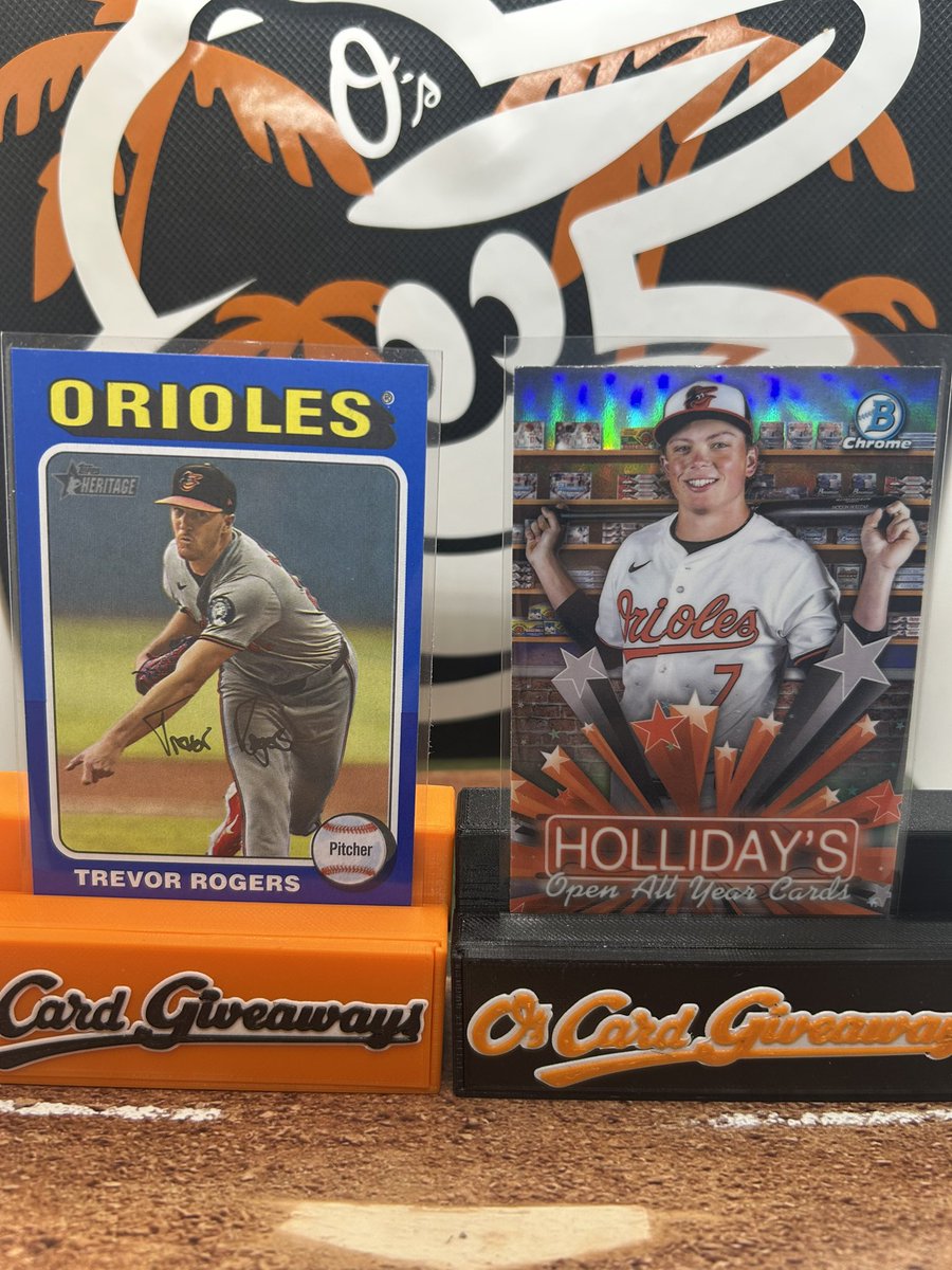 ORIOLES WIN!!! Like retweet and follow! I’ll select two lucky winners during the game tomorrow. First receives the Trevor Rogers card second receives the Jackson Holliday! #Birdland