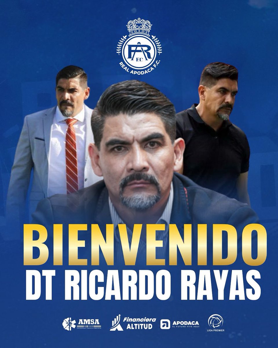 RealApodaca_FC's tweet photo. Damos la bienvenida al profesor Ricardo Rayas como nuevo director técnico de nuestro equipo en la Liga Premier.

Su amplia experiencia en el fútbol mexicano fortalece nuestro compromiso con el desarrollo deportivo y el crecimiento institucional.💙💛
#RealApodaca https://t.co/6hm7M6r3C2