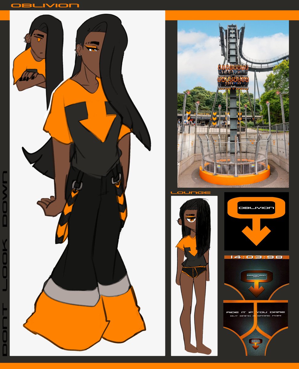 charizardpose's tweet photo. [oc] since i have intense uk themepark autism right now, i decided that uhhh right before artfight was prime time to start making rollercoaster gijinkas 😋

so ... to start off, here are my x-sector girlies! 🧡🖤💛 https://t.co/AGFgWi37wN