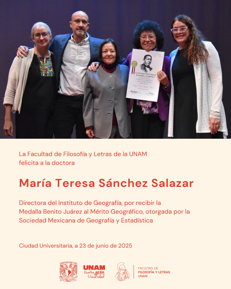 #UnGoyapara la doctora María Teresa Sánchez Salazar por recibir la Medalla Benito Juárez al Mérito Geográfico en el marco del #EGALC2025