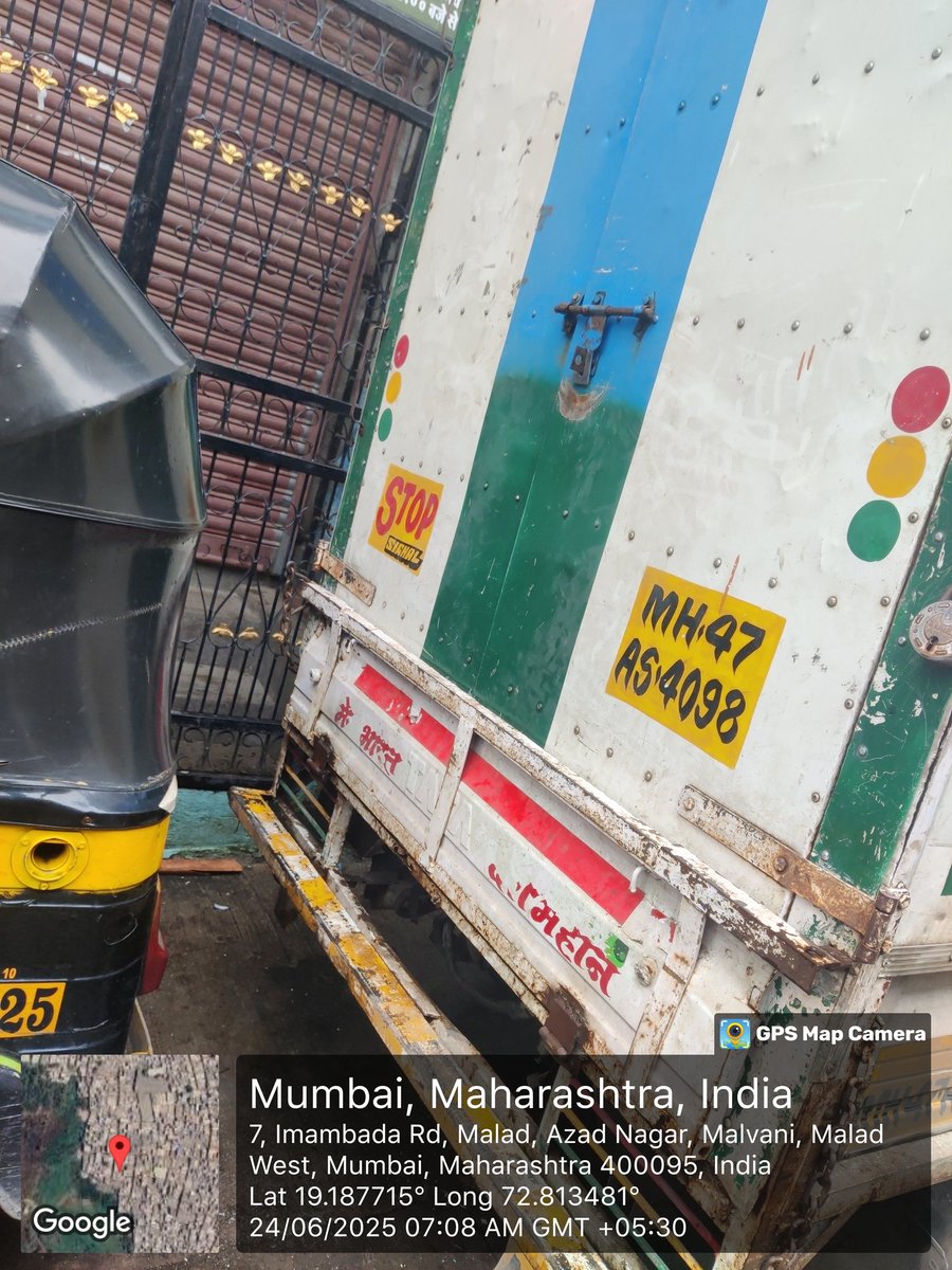 This tempo and Riksha both parked in the gate of our clinic from yesterday,we are unable to open gate. 3 patients arrived in serious unable to provide medicine . please take immediate action <a href="/MTPHereToHelp/">Mumbai Traffic Police</a>