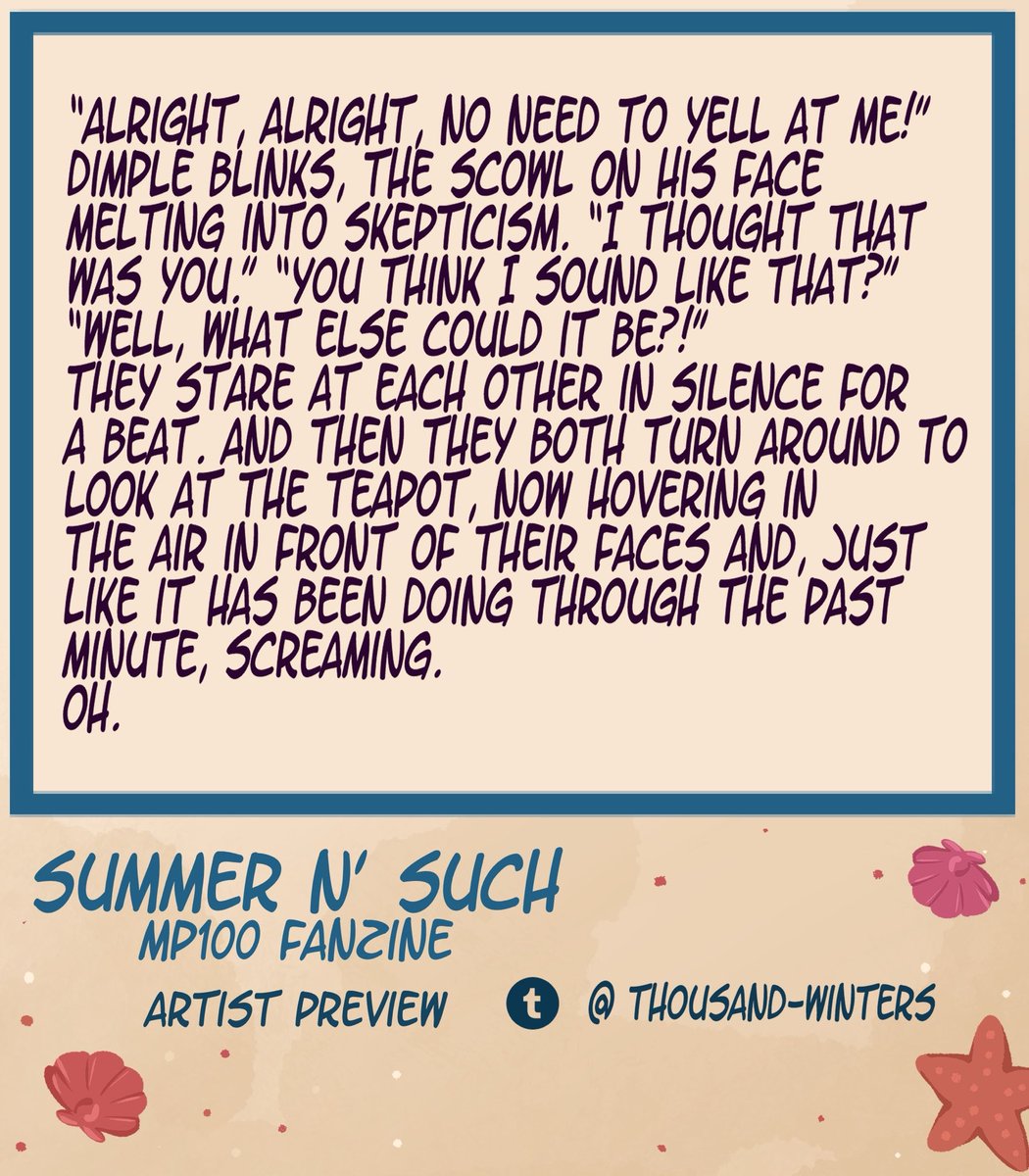 summersnsuch's tweet photo. ARTIST SPOTLIGHT
Next up we have: @/thousand-winters on tumblr

“Hello there! I'm Nessa, and I enjoy rotating little guys in my brain until they explode.“

Preorders are open! Link in bio ☀️

#mp100 #fanzine https://t.co/sHUkeCQCqF
