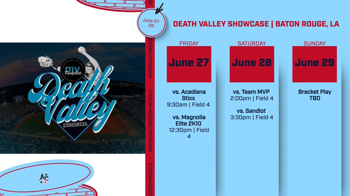 Moving on to Baton Rouge this weekend for the Death Valley Showcase!  Games start Friday at 9:30am!!