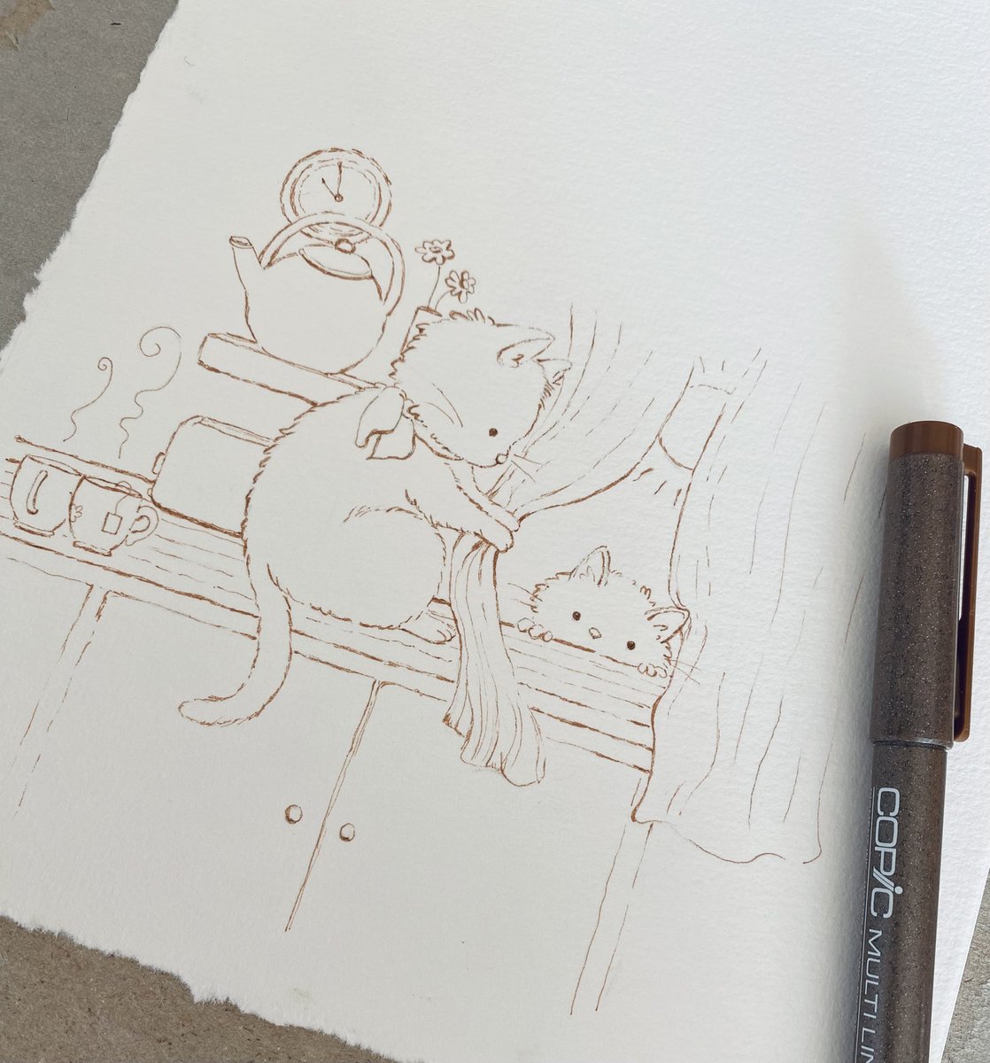 JenDigitalArt's tweet photo. Ink + Watercolour 😽☀️ https://t.co/0pKtLMKPFC