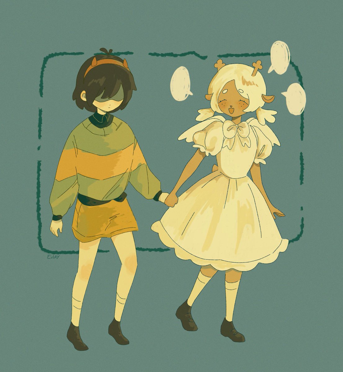 evlay14's tweet image. Childhood friends. 
#DELTARUNE #DeltaruneFanart