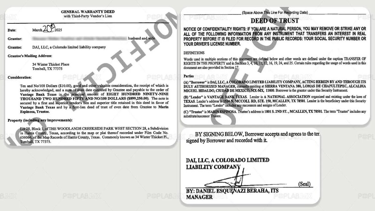 poplabmx's tweet photo. 🔎Estos hechos revelan un conflicto de interés. #PobLab y @ConnectasOrg consiguieron los documentos de la compra de la casa en marzo de este año. Daniel Esquenazi, un relacionista público de Seguritech, figura como gerente de DAI LLC. https://t.co/IquEvbziQY