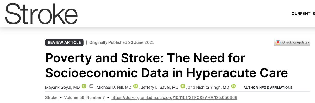 nishita singh (@nishita_singh3) on Twitter photo 🚨 New paper alert! Not all strokes are created equal—but are we measuring all that matters?
Why are socioeconomic factors still missing from hyperacute stroke trials? it's time to measure what we ignore⌛️
ahajournals.org/doi/10.1161/ST…
#HealthEquity #RCTs #SocialDeterminants #Stroke 🚨 New paper alert! Not all strokes are created equal—but are we measuring all that matters?
Why are socioeconomic factors still missing from hyperacute stroke trials? it's time to measure what we ignore⌛️
ahajournals.org/doi/10.1161/ST…
#HealthEquity #RCTs #SocialDeterminants #Stroke