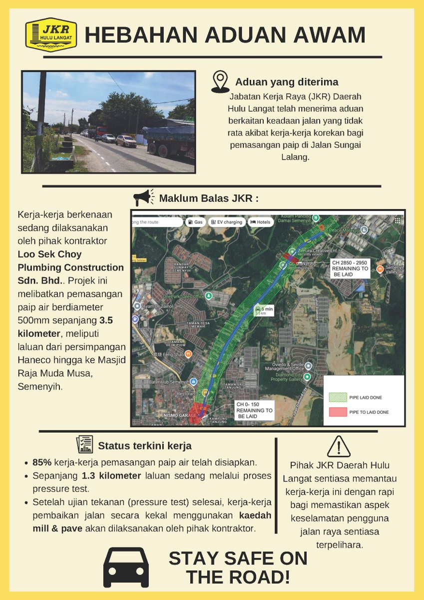 Pihak JKR Daerah Hulu Langat sentiasa memantau kerja-kerja ini dengan rapi bagi memastikan aspek keselamatan pengguna jalan raya sentiasa terpelihara.

<a href="/moworksmy/">Kementerian Kerja Raya Malaysia</a> 
<a href="/IPJKR_Official/">JKR Malaysia Rasmi</a> 
<a href="/JKRSelangor/">JKR Selangor</a> 
<a href="/Irshukriishak/">Ir. Shukri Bin Ishak</a> 

#iamJKR
#KITAJKRSELANGOR
#KITACEKAP
#JKRSynergy
#JasaKepadaRakyat