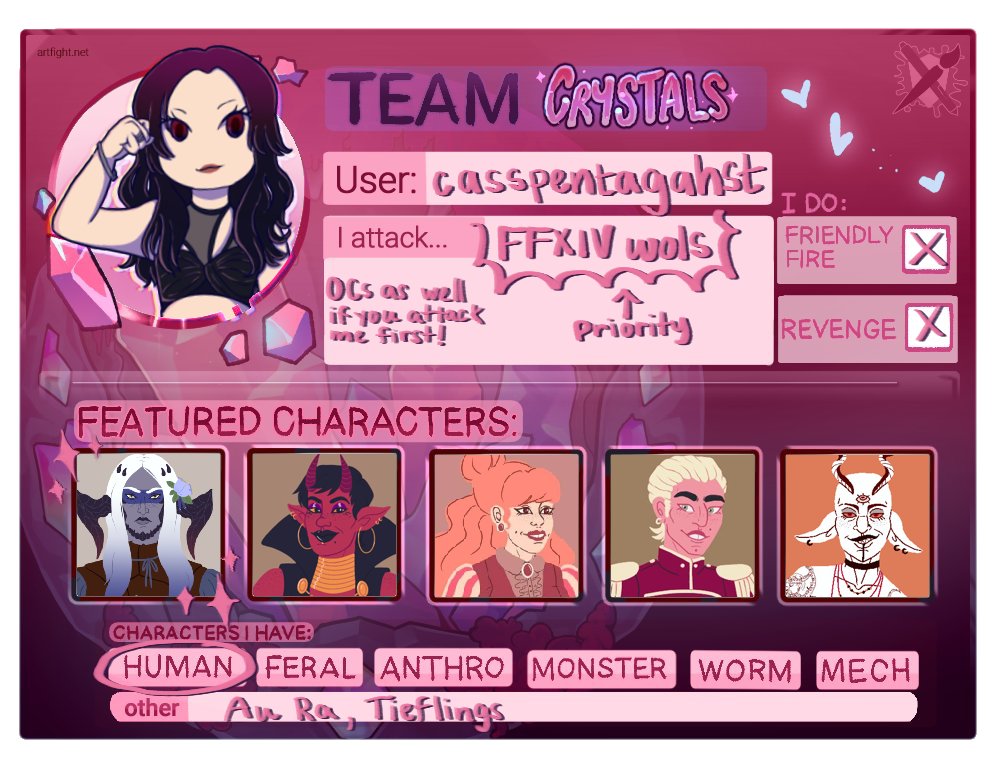 casspentagahst's tweet image. back at it again for my 4th year of art fight! as always, attacks of @damzoop ’s wol oric are prioritized👍 #artfight2025 #teamcrystals