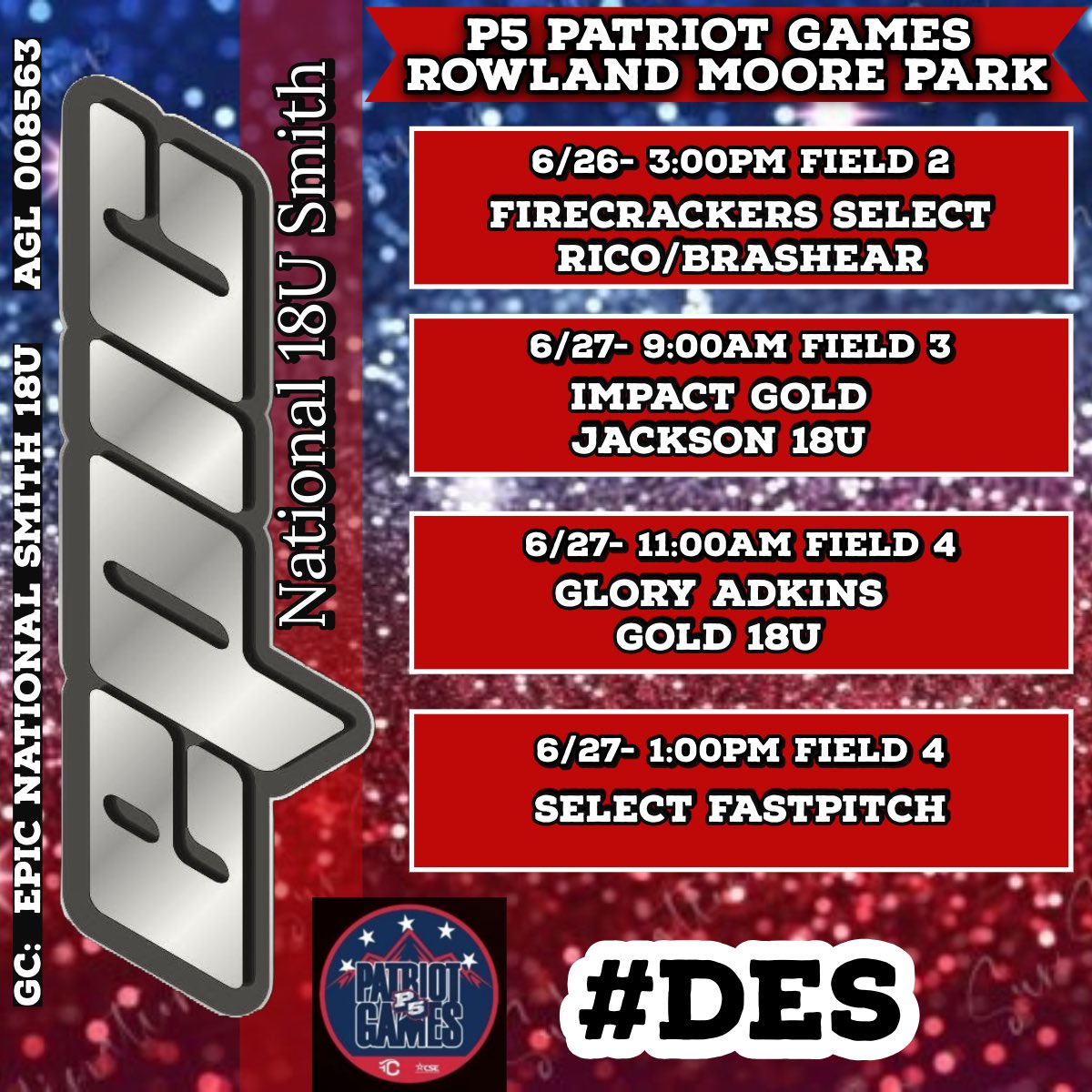 Colorado here we come.  We hit the dirt this Thursday for the P5 Patriot Games!  DES 🖤♥️💛
#BeEpic #EpicAthletics #Des