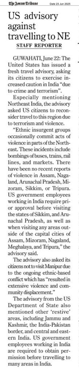 dibarijit's tweet image. Time to rethink.
What is a Travel Advisory? How do we tackle its impact on Northeast India?
Let’s form a dedicated Travel Advisory Committee to correct narratives, identifying inaccuracies, outdated information, or misrepresentations, factual clarifications & showcase real NE.
