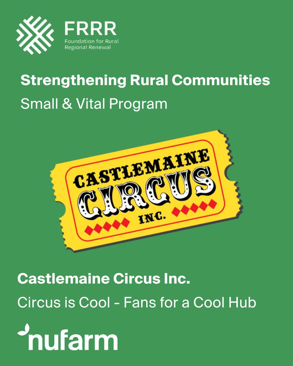 👏 Shoutout to #Castlemaine Circus Inc for their “Circus is Cool” project!
With support from the <a href="/FRRR_Oz/">FRRR</a> SRC program &amp; Nufarm Seeds they’ve installed solar fans to help keep their community hub cool and welcoming.
🎪 Great work keeping the local spirit alive!
#RuralCommunities