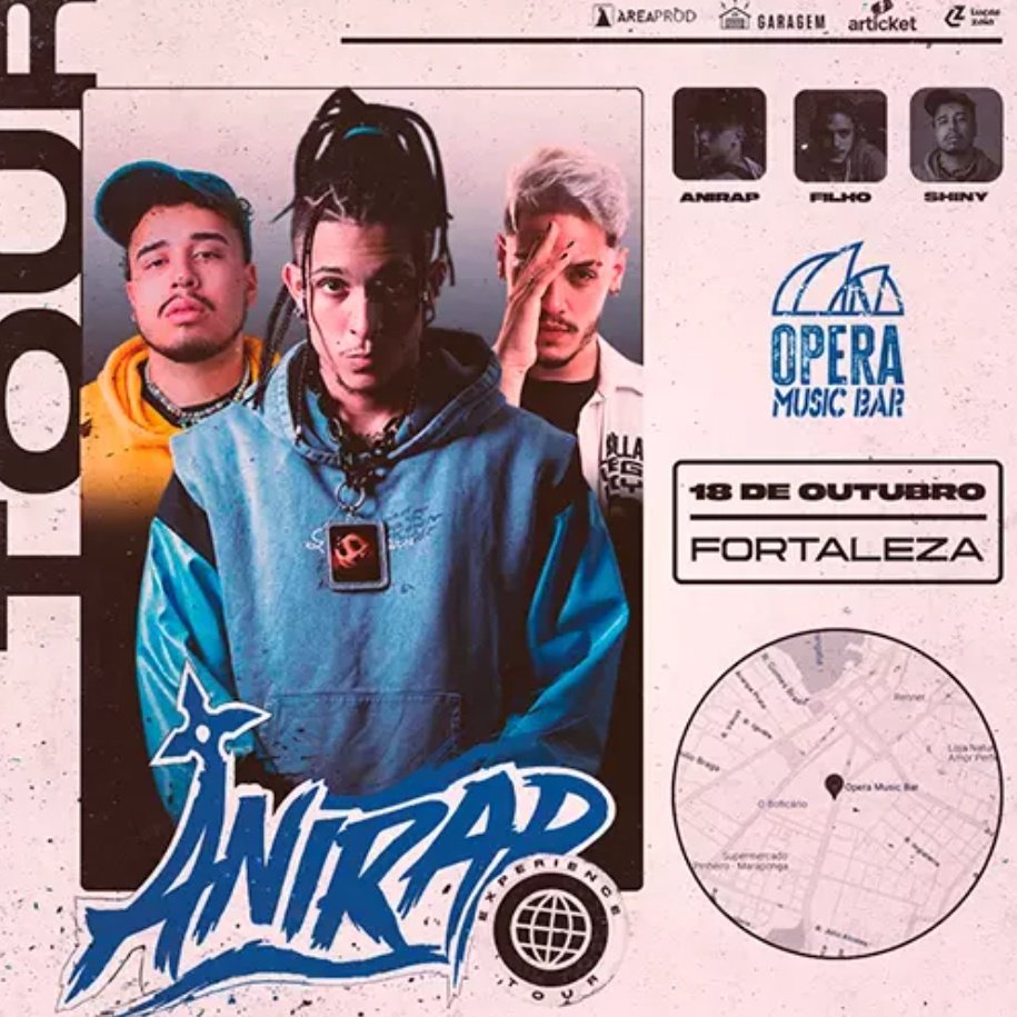 PortalAniRap's tweet photo. 🚨 ATENÇÃO VOCÊ 🫵 VOCÊ MESMO 🫵 VOCÊ DE FORTALEZA 🫵

Sua cidade foi a próxima confirmada na #AniTour

Com participação do Shiny_sz e do cantor Filho, o show acontece dia 18 de Outubro no Opera Music Bar ‼️

Link para compra: https://t.co/hJKCjrifj7 https://t.co/ie5TE88ZGa