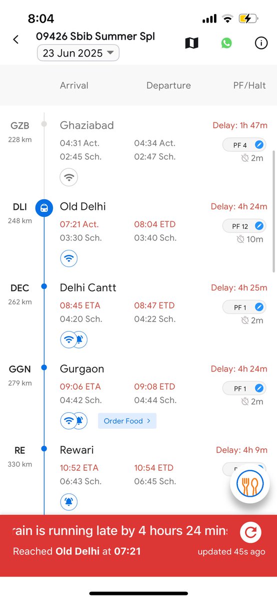 suketparwal's tweet photo. Train No.09426 SBIB Summer Special took more then 4 hours to reach Old Delhi station from Ghaziabad. I am waiting at DEC and enjoying Summer. No need of running such trains ⁦@AshwiniVaishnaw⁩ ⁦@RailMinIndia⁩ https://t.co/IqSPE0VbdN