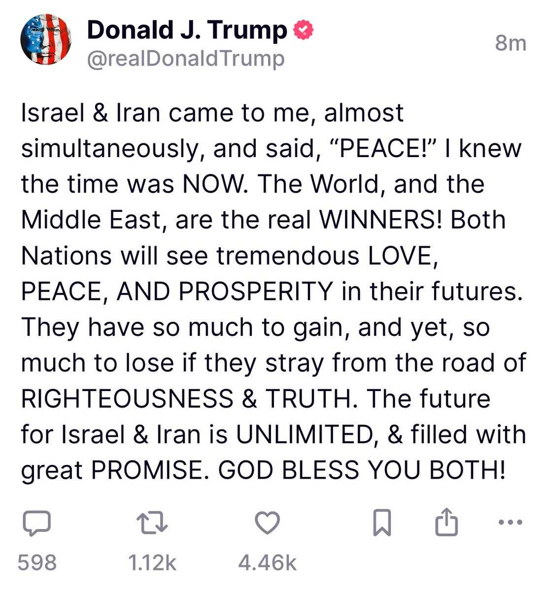 Ana Paula Henkel (@anapaulavolei) on Twitter photo ๐จ๐บ๐ธ
Trump faz novo post sobre o possรญvel cessar-fogo entre Israel e Irรฃ:
โ๐ผ๐ ๐๐๐๐ ๐ ๐ผ๐๐ฬ ๐ฃ๐๐๐๐๐ ๐๐ก๐ฬ ๐๐๐, ๐๐ข๐๐ ๐ ๐ ๐๐๐ข๐๐ก๐๐๐๐๐๐๐๐ก๐, ๐ ๐๐๐ ๐ ๐๐๐๐: "๐๐ด๐!" ๐ธ๐ข ๐ ๐๐๐๐ ๐๐ข๐ ๐ โ๐๐๐ ๐๐๐ ๐ด๐บ๐๐
๐ด. ๐ ๐๐ข๐๐๐ ๐ ๐ ๐จ๐บ๐ธ
Trump faz novo post sobre o possรญvel cessar-fogo entre Israel e Irรฃ:
โ๐ผ๐ ๐๐๐๐ ๐ ๐ผ๐๐ฬ ๐ฃ๐๐๐๐๐ ๐๐ก๐ฬ ๐๐๐, ๐๐ข๐๐ ๐ ๐ ๐๐๐ข๐๐ก๐๐๐๐๐๐๐๐ก๐, ๐ ๐๐๐ ๐ ๐๐๐๐: "๐๐ด๐!" ๐ธ๐ข ๐ ๐๐๐๐ ๐๐ข๐ ๐ โ๐๐๐ ๐๐๐ ๐ด๐บ๐๐
๐ด. ๐ ๐๐ข๐๐๐ ๐ ๐