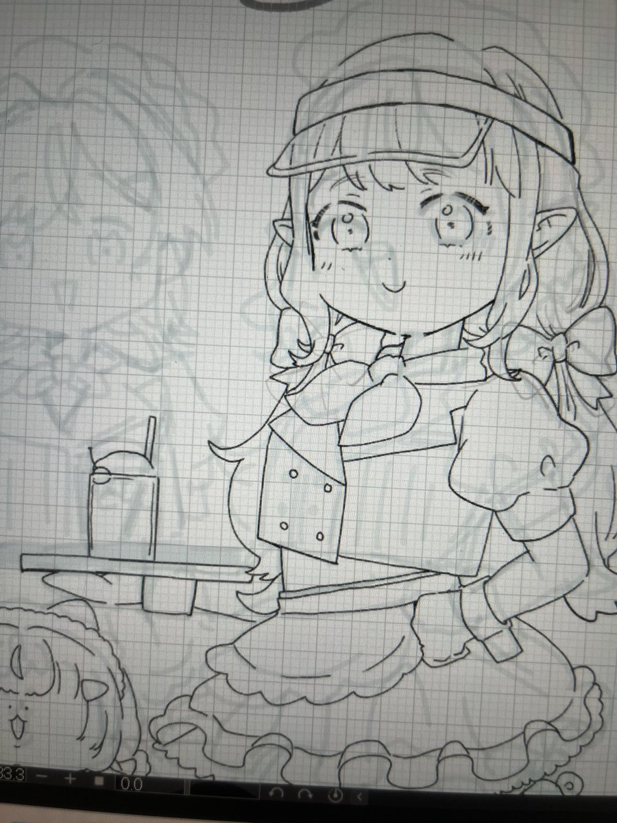 ダイナー風に描きたかったけど上手くいかないから消し炭になるかもしれない でもイメージは可愛いのでこちらへくべる 