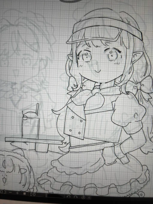 ダイナー風に描きたかったけど上手くいかないから消し炭になるかもしれない でもイメージは可愛いのでこちらへくべる 