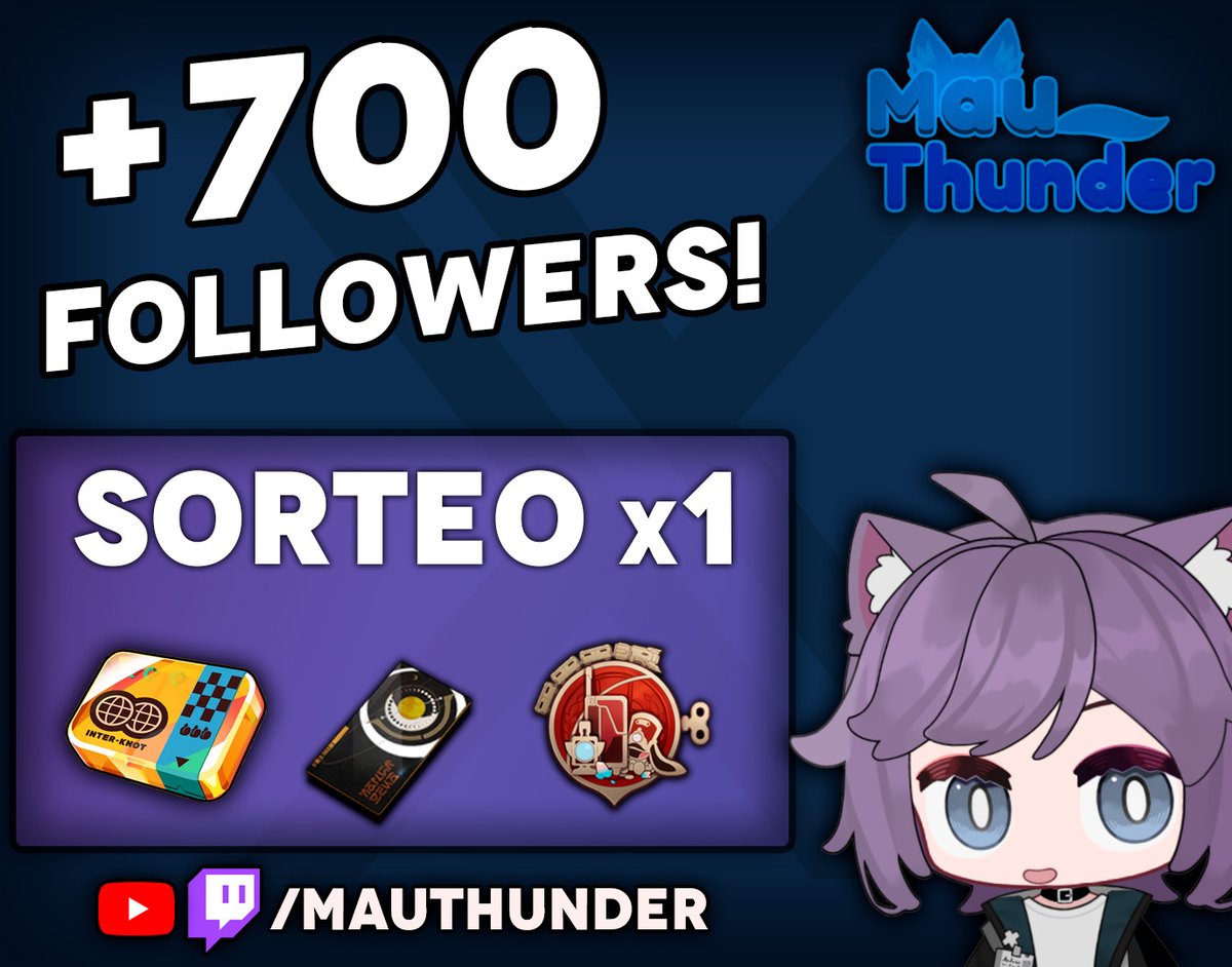 Mau_Thunder's tweet photo. 🎁Sorteo por +700 followers en Twitter (X)🎊🎉

✳️Requisitos
➡️Seguirme en @Mau_Thunder
🔁Hacer RT a este tweet

✅Opcional
💬Comentar cual es tu siguiente objetivo para tirar en los banners ^^🍀

El ganador puede elegir entre:
💠 Suscripción Proxy
💠 Pase del Expreso
💠 Suscripción Lunita

El ganador se dará el día 29 de Junio

Mucha suerte a todos ^^

#HonkaiStarRail #WutheringWaves #ZenlessZoneZero