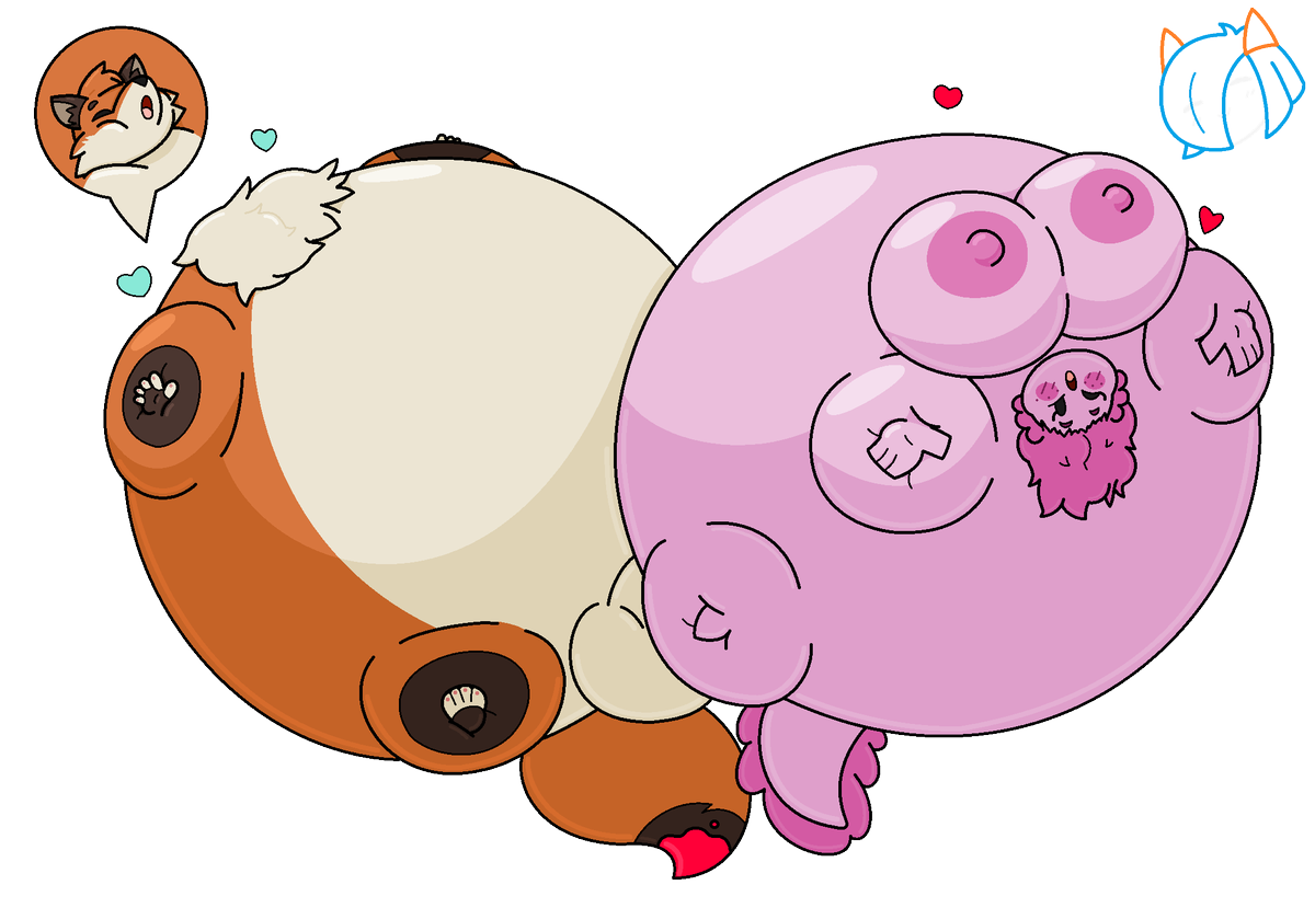 cw: HYPER!! AND BLIMP SEX!!!

got some wonderfully round doodles done by <a href="/SomeBluKirli/">Lee Boi 💙</a> with Flame and Alyx!! Go check them out if you haven't already :3c