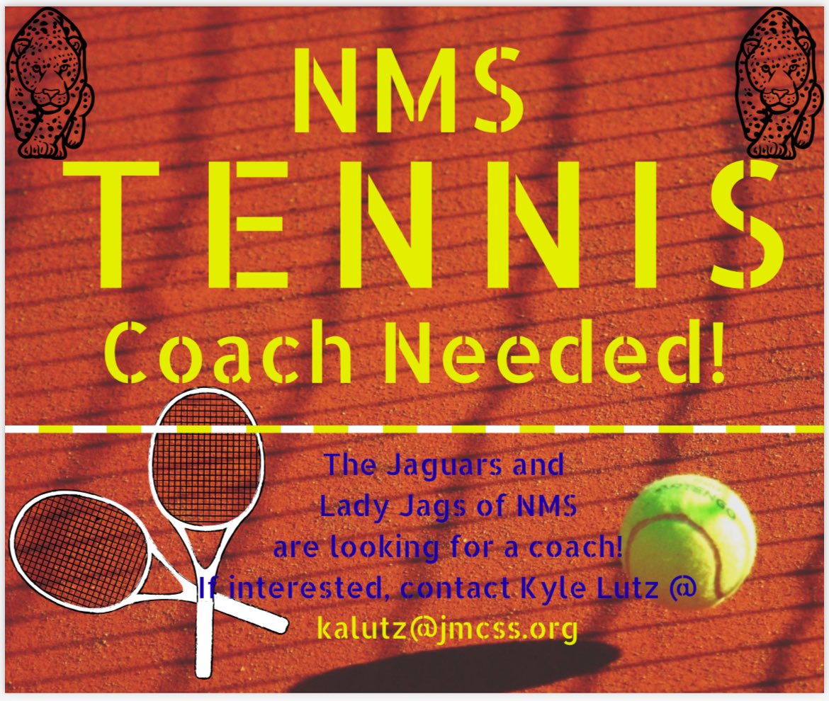 💙🧡🎾We are looking for a boys and girls tennis coach at Northeast! Check out the poster below!🎾🧡💙
#JMCSS
#JaguarNation
#begreaterthanb4