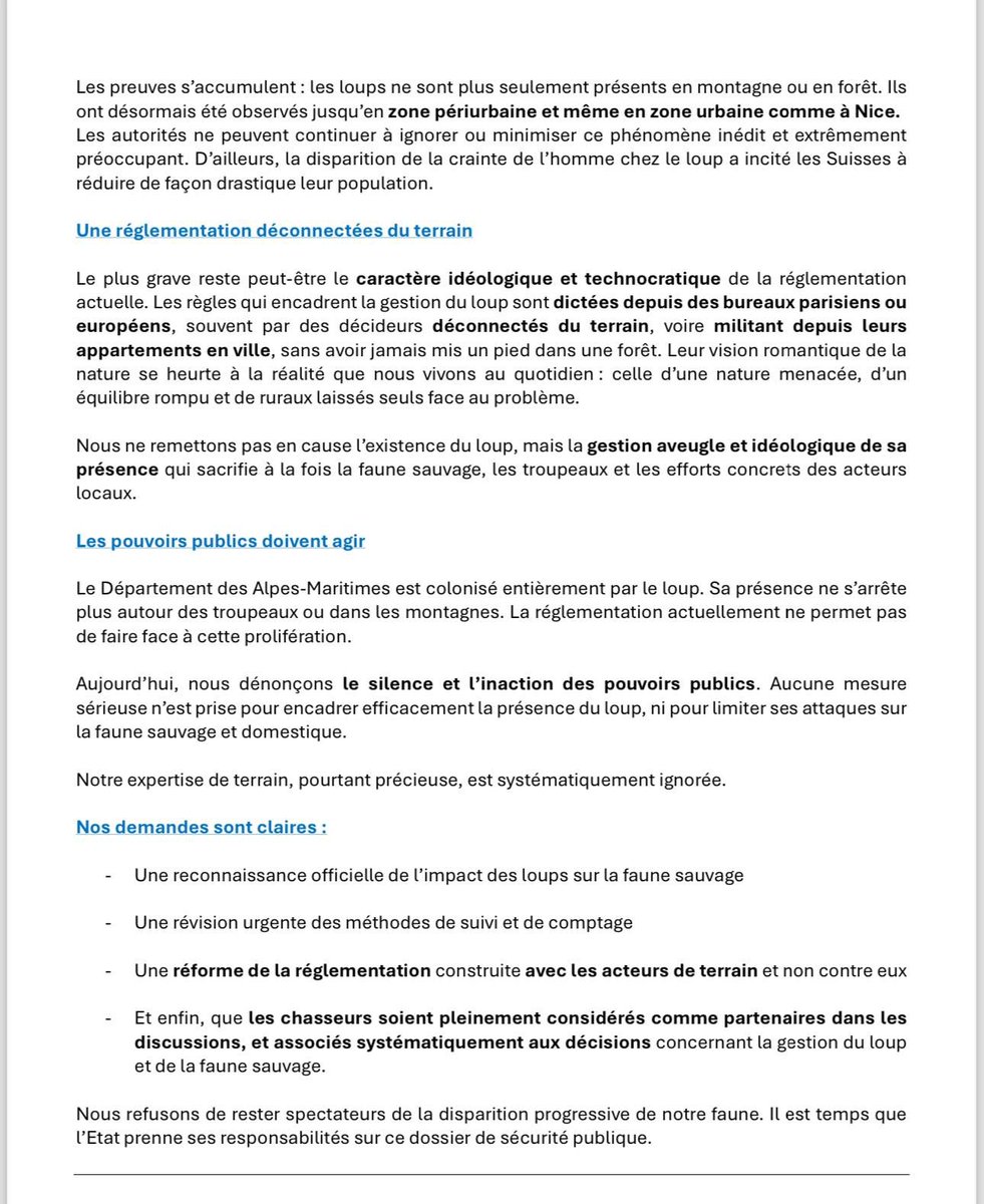 Police de la chasse (@agents_fdc) on Twitter photo La Fédération Départementale des Chasseurs du 06 a quitté le Comité départemental Loup organisé le 23-06-2025 par le <a href="/prefet06/">Préfet des Alpes-Maritimes🇫🇷</a> ! La Fédération Départementale des Chasseurs du 06 a quitté le Comité départemental Loup organisé le 23-06-2025 par le <a href="/prefet06/">Préfet des Alpes-Maritimes🇫🇷</a> !