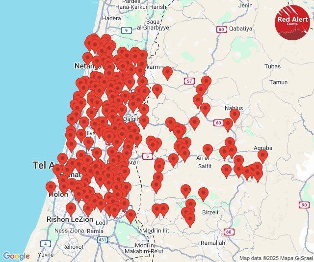 Autumn_oor's tweet image. 🚨🇮🇱 BREAKING: Massive air raid alerts across central Israel—from Tel Aviv to the West Bank. One of the most intense barrages yet. Air defenses active. Citizens ordered to shelters. #IsraelUnderAttack #MissileStrike #RedAlert