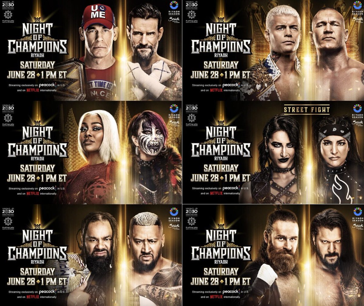RomanEra0's tweet photo. #WWENOC card:
-John Cena vs CM Punk
-Jacob Fatu vs Solo Sikoa
-Asuka vs Jade Cargill
-Randy Orton vs Cody Rhodes
-Sami Zayn vs Karrion Kross
-Rhea Ripley vs Raquel Rodriguez https://t.co/Dw8YKj1lE2