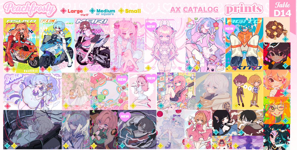 peachfrosty's tweet image. Hello #AX2025 💗!!  Here is my catalog for #AX2025ArtistAlley !!  I’ll be at table D14 this year so come say hi and maybe play some stamp rallies with me 🐇💗 [1/3]
#AXArtistAlley2025 #AnimeExpo #AXcatalog