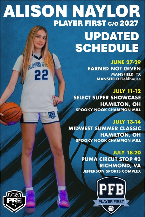 Alison Naylor (@ali_naylor_) on Twitter photo Here’s the rest of my summer schedule!! Excited to get back out on the court with my team!
<a href="/playerfirstgbb/">PlayerFirst Basketball</a>
<a href="/piepergrlshoops/">Pieper HS Girls Basketball</a>
<a href="/PRO16G/">NXTPRO Girls League</a> Here’s the rest of my summer schedule!! Excited to get back out on the court with my team!
<a href="/playerfirstgbb/">PlayerFirst Basketball</a>
<a href="/piepergrlshoops/">Pieper HS Girls Basketball</a>
<a href="/PRO16G/">NXTPRO Girls League</a>