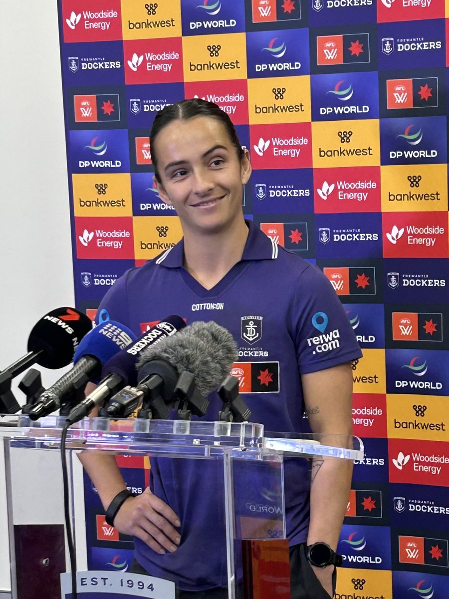 Steve Allen (@scubastv) on Twitter photo Ange Stannett looks forward to finally leading the <a href="/freodockers/">Fremantle Dockers</a> out in her second year as captain⦠and hopes to do it round one vs Port Adelaide
Stannett missed the ā24 #AFLW season due to an ACL injury after winning Freoās fairest and best in ā23.
<a href="/10NewsPER/">10 News First Perth</a> <a href="/10SportAU/">10 Sport</a> Ange Stannett looks forward to finally leading the <a href="/freodockers/">Fremantle Dockers</a> out in her second year as captain⦠and hopes to do it round one vs Port Adelaide
Stannett missed the ā24 #AFLW season due to an ACL injury after winning Freoās fairest and best in ā23.
<a href="/10NewsPER/">10 News First Perth</a> <a href="/10SportAU/">10 Sport</a>