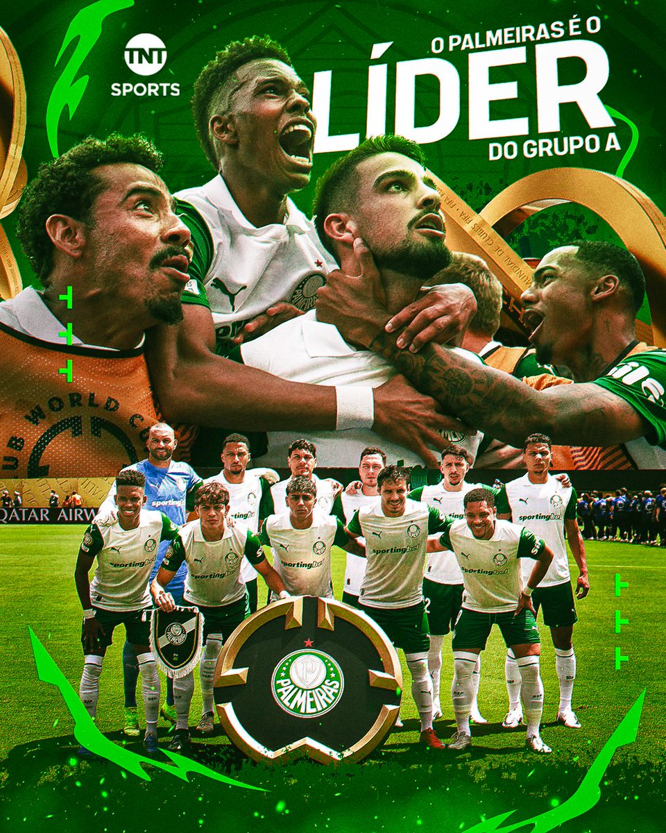TNTSportsBR's tweet photo. VAI SEGURANDO O VERDÃO!!! 🟢🐷 Fim da fase de grupos com a liderança do Palmeiras no Grupo A do #MundialDeClubes2025! 🔥 https://t.co/Dhb37bz3Eg