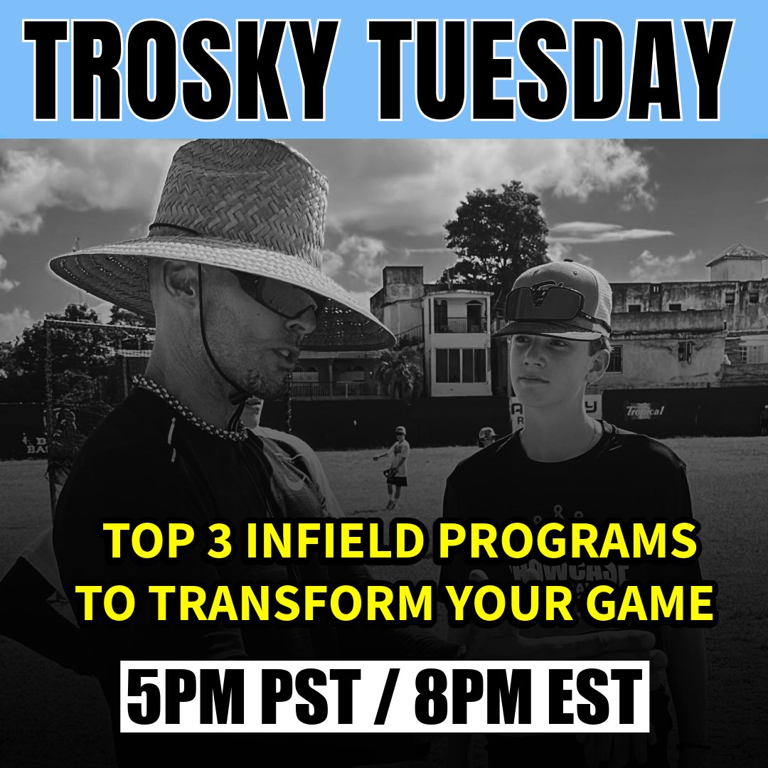 TroskyBaseball's tweet image. Top 3 Infield Programs to Transform Your Game!
Coach Trosky breaks down the top 3 infield programs inside the Trosky 365 App that will take your game to the next level.
📅 Tuesday | 5PM PST / 8PM EST
Join us for a great show! ⚾
youtube.com/live/kKpeRgq_b…
